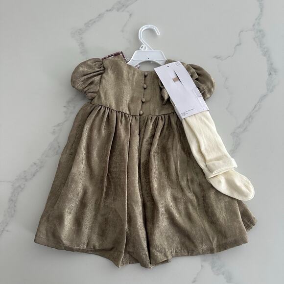 NWT Tommy Bahama Kids 3 Piece Dress, Tights and Bow Set Size 24 Months - Picture 2 of 8